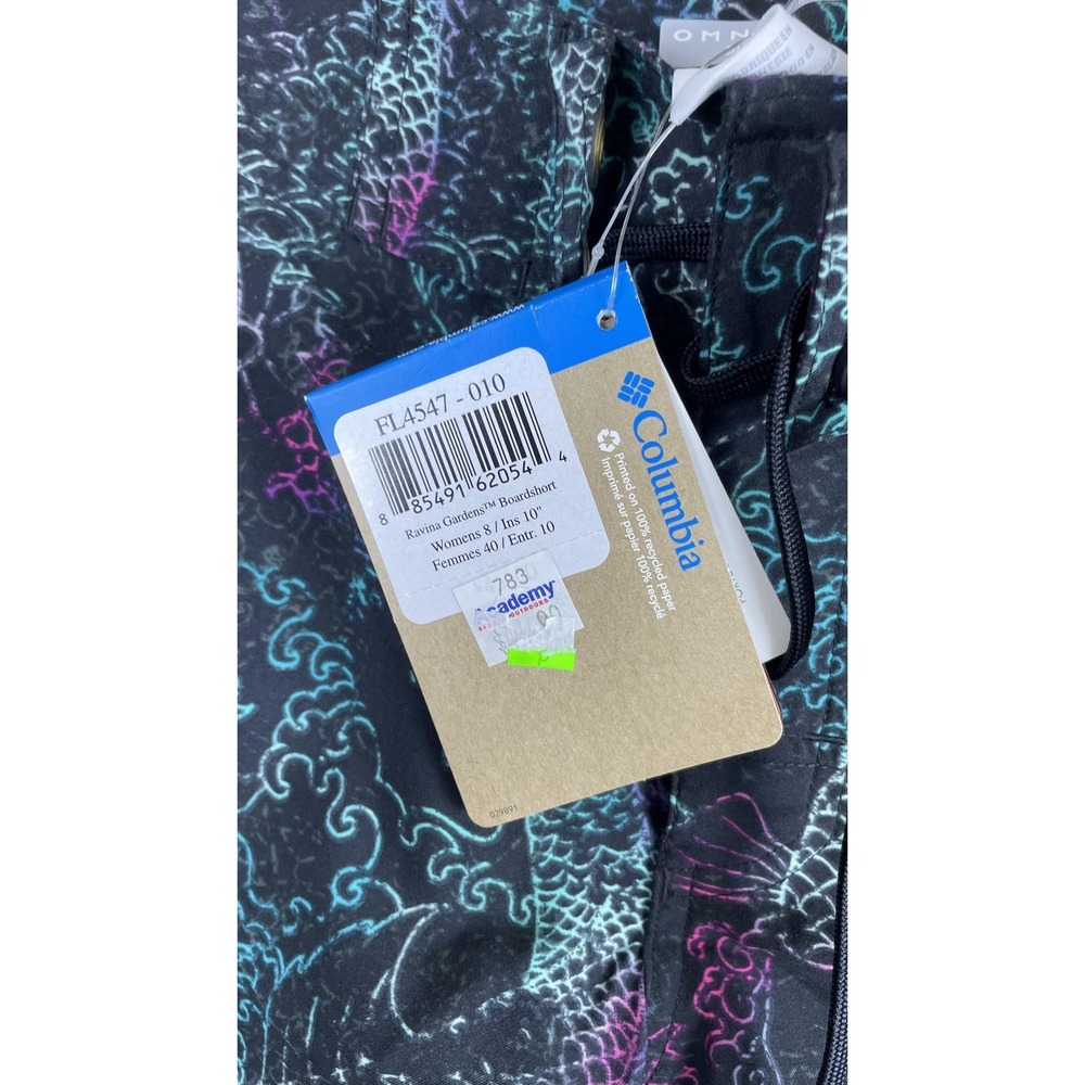 Columbia PFG Ravina Gardens Boardshort Womens 8 Black Koi Fish Omni-Shield - Picture 3 of 11